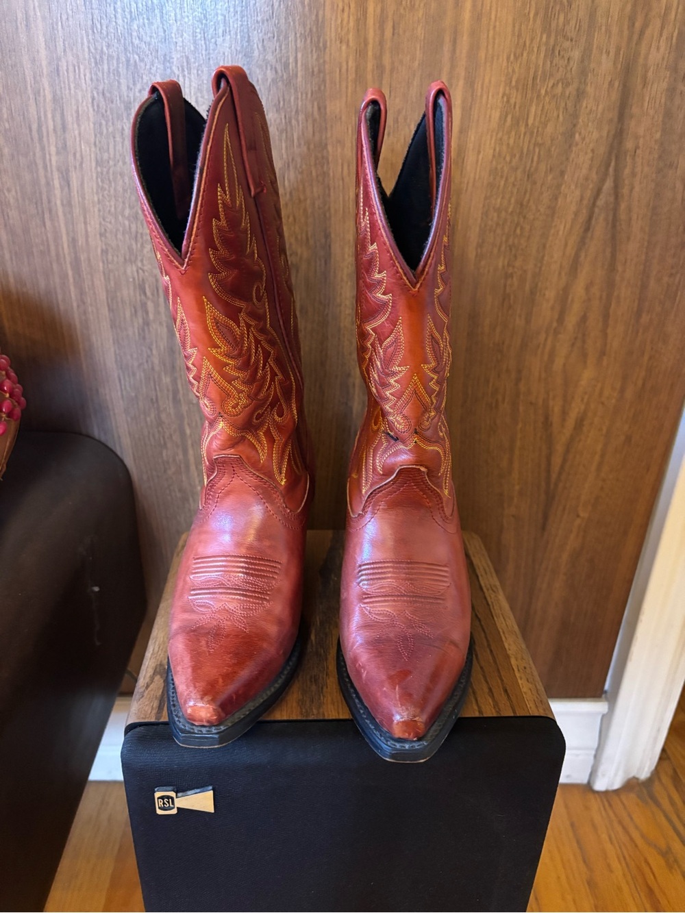 Laredo Red Western Leather Women's Heeled Cowboy Boots